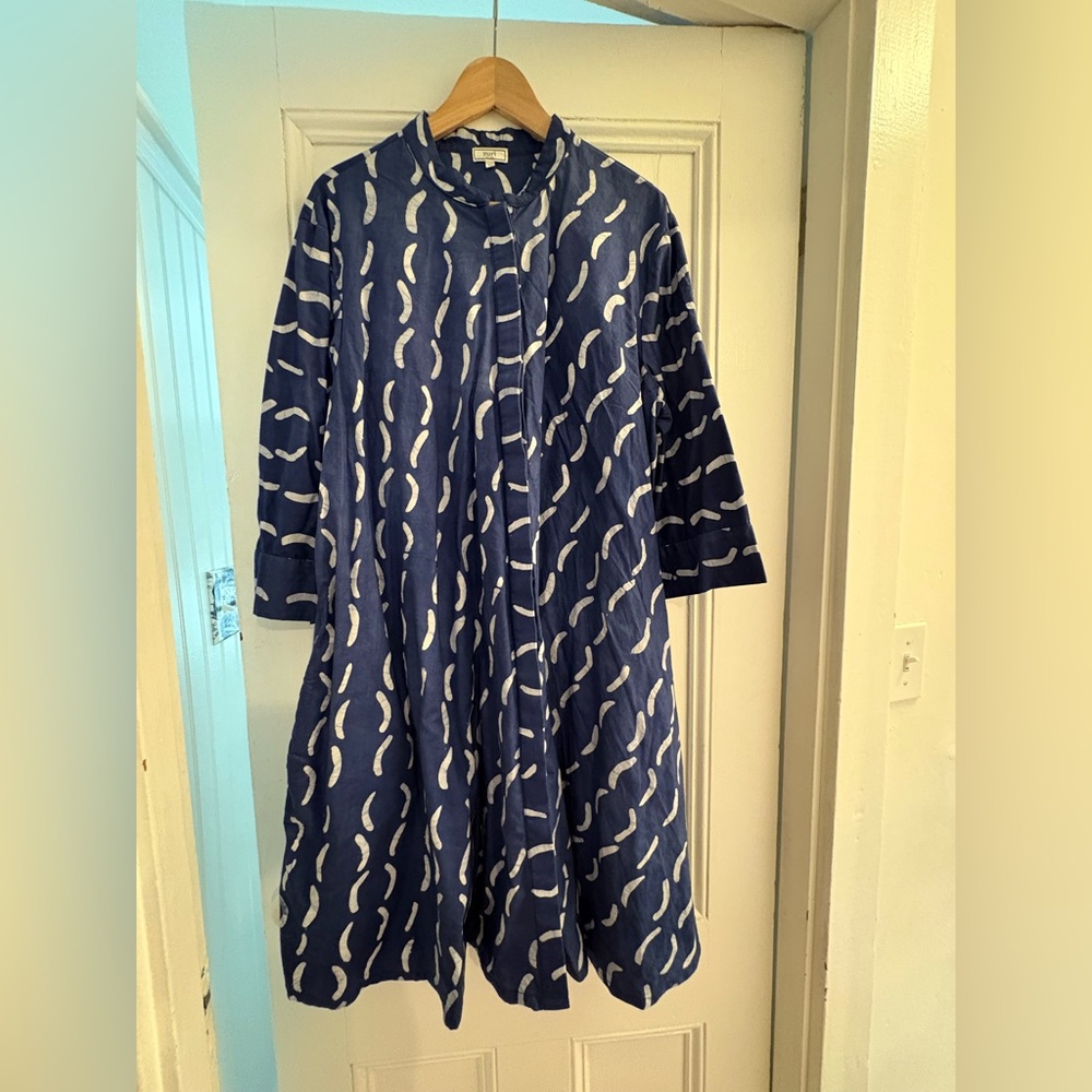 Blue and White Patterned Zuri Kenya Dress